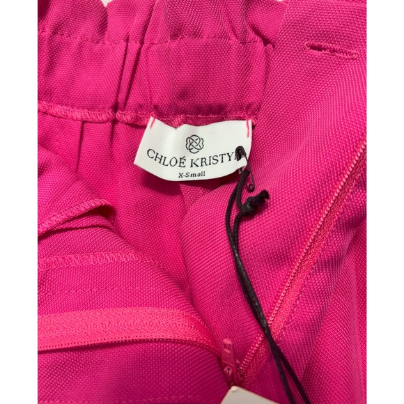 Chloe Kristyn NWT Paperbag Shorts Hot Pink High Waist Cuffed Relaxed Fit, Sz XS - Picture 3 of 4